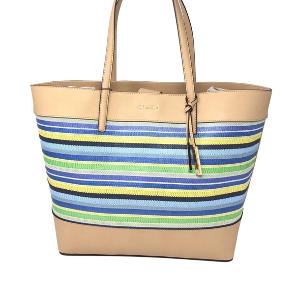Calvin Klein Handbags - Calvin Klein Fabulous Woven Marine Stripe PVC Tote
